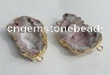 NGC137 30*40mm - 35*45mm freeform plated druzy agate connectors