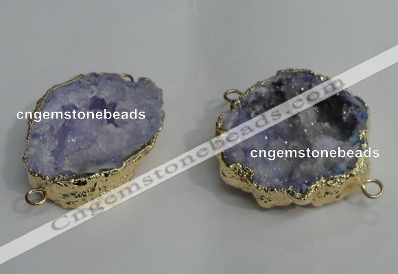 NGC138 30*40mm - 35*45mm freeform plated druzy agate connectors