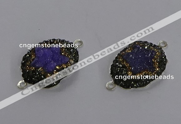 NGC1386 18*25mm freeform druzy agate connectors wholesale