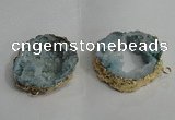 NGC139 30*40mm - 35*45mm freeform plated druzy agate connectors