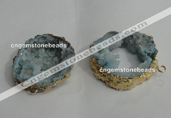 NGC139 30*40mm - 35*45mm freeform plated druzy agate connectors