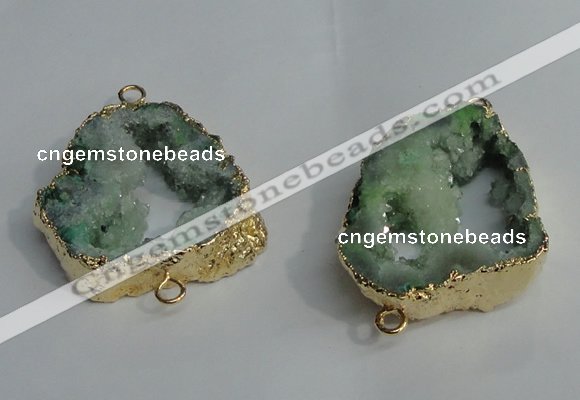 NGC140 30*40mm - 35*45mm freeform plated druzy agate connectors