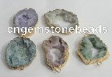 NGC141 30*40mm - 35*45mm freeform plated druzy agate connectors