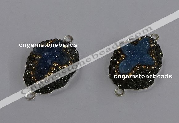 NGC1418 18*25mm freeform druzy agate connectors wholesale