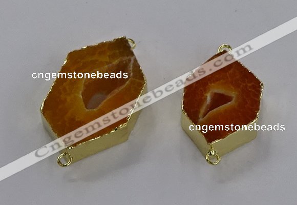 NGC1425 18*25mm - 25*35mm hexagon druzy agate connectors