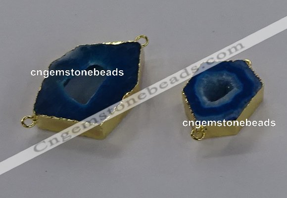 NGC1428 18*25mm - 25*35mm hexagon druzy agate connectors
