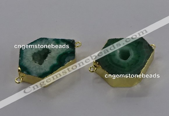 NGC1429 18*25mm - 25*35mm hexagon druzy agate connectors