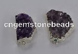 NGC1435 20*25mm - 25*30mm freeform druzy amethyst connectors