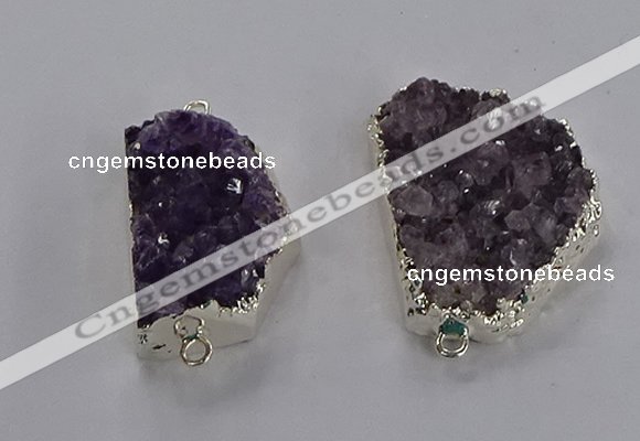 NGC1435 20*25mm - 25*30mm freeform druzy amethyst connectors