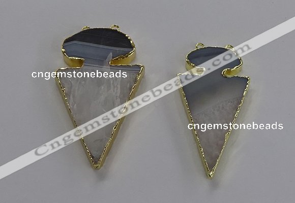 NGC1438 25*50mm - 30*55mm arrowhead agate gemstone connectors