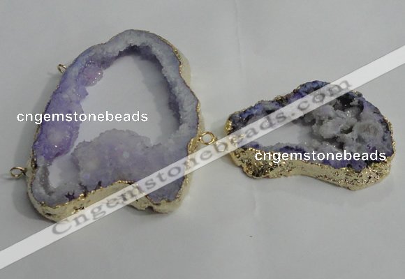 NGC144 40*50mm - 55*70mm freeform plated druzy agate connectors