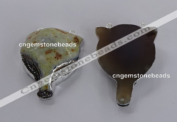 NGC1441 40*55mm - 45*60mm Fox-head agate gemstone connectors