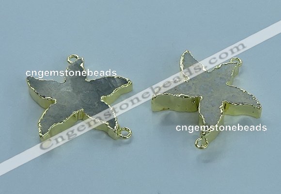 NGC1444 28mm - 30mm starfish fossil coral connectors wholesale