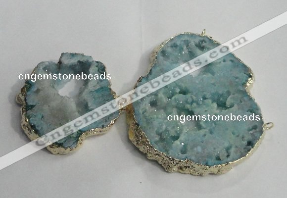 NGC145 40*50mm - 55*70mm freeform plated druzy agate connectors