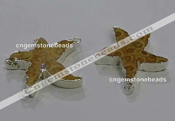 NGC1456 28mm - 30mm starfish fossil coral connectors wholesale