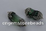 NGC1463 15*40mm - 15*45mm faceted nuggets green fluorite connectors