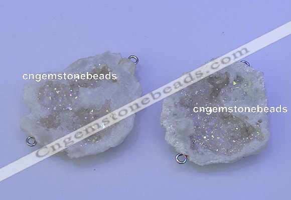 NGC1470 28*35mm - 40*45mm freeform plated druzy agate connectors