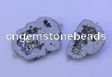 NGC1472 28*35mm - 40*45mm freeform plated druzy agate connectors