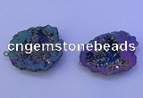 NGC1476 28*35mm - 40*45mm freeform plated druzy agate connectors