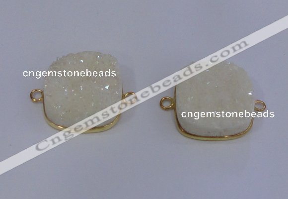 NGC1500 25*25mm square druzy quartz gemstone connectors wholesale