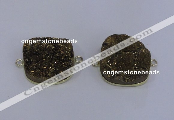 NGC1501 25*25mm square druzy quartz gemstone connectors wholesale