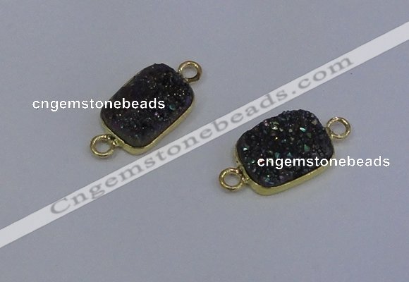 NGC1508 10*14mm rectangle druzy quartz gemstone connectors wholesale