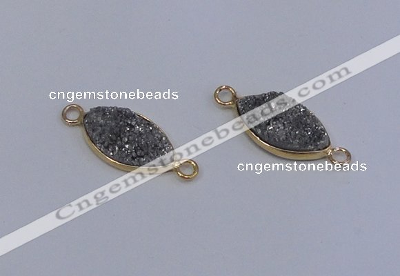 NGC1515 10*18mm marquise druzy quartz gemstone connectors wholesale