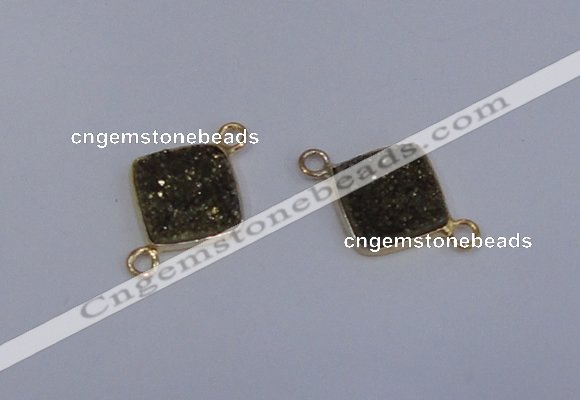 NGC1530 12*12mm diamond druzy quartz gemstone connectors wholesale