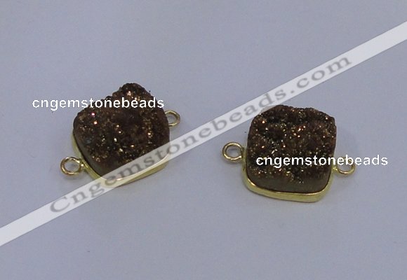 NGC1543 15*15mm square druzy quartz gemstone connectors wholesale