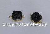 NGC1544 15*15mm square druzy quartz gemstone connectors wholesale