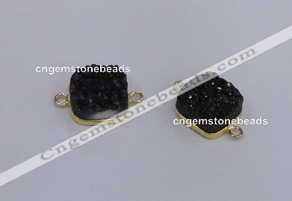 NGC1544 15*15mm square druzy quartz gemstone connectors wholesale