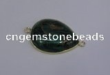 NGC1550 22*30mm teardrop malachite & pyrite gemstone connectors