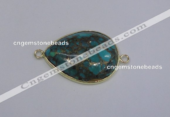 NGC1553 22*30mm teardrop turquoise & pyrite gemstone connectors