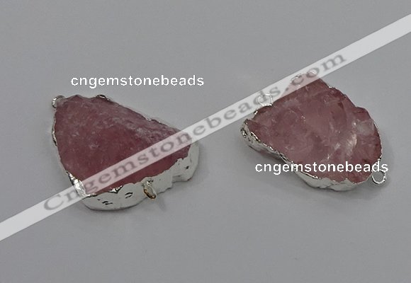 NGC1559 18*25mm - 30*35mm freeform rose quartz connectors