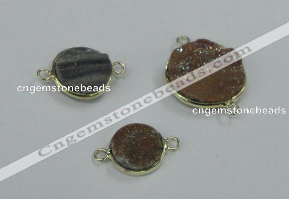 NGC156 14mm - 20mm coin plated druzy agate connectors
