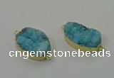 NGC1577 18*25mm - 18*28mm oval druzy quartz connectors wholesale