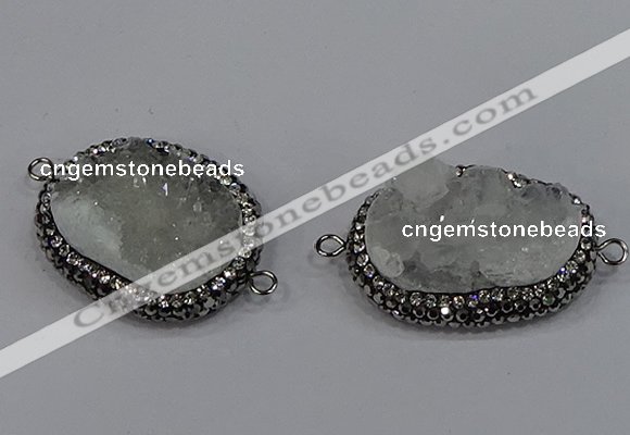 NGC1630 20*25mm - 22*30mm freeform druzy quartz connectors