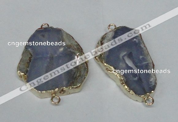 NGC164 30*40mm - 40*45mm freeform blue lace agate connectors