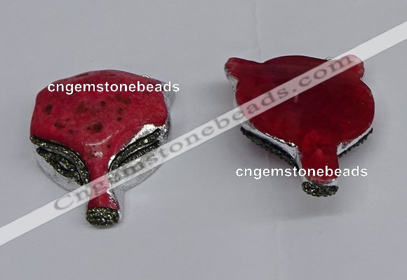 NGC1703 40*55mm - 45*60mm Fox-head agate gemstone connectors