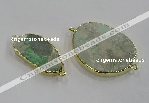 NGC1710 18*25mm - 30*40mm freeform green gemstone connectors