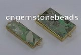 NGC1711 15*30mm - 25*45mm rectangle green gemstone connectors