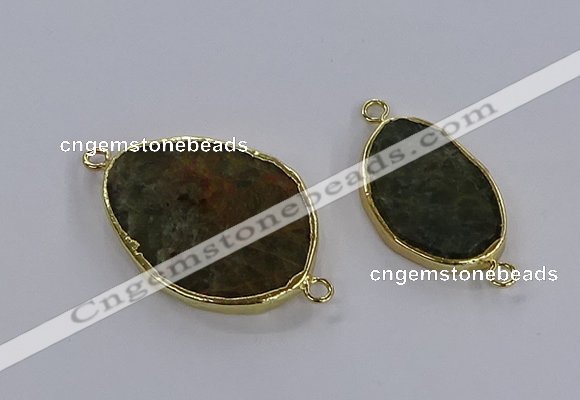 NGC1715 20*30mm - 30*40mm freeform green tourmaline connectors