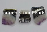 NGC1723 30*45mm - 35*55mm freeform druzy amethyst connectors