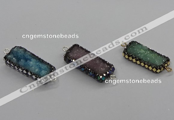 NGC1731 12*25mm - 12*30mm rectangle druzy agate connectors