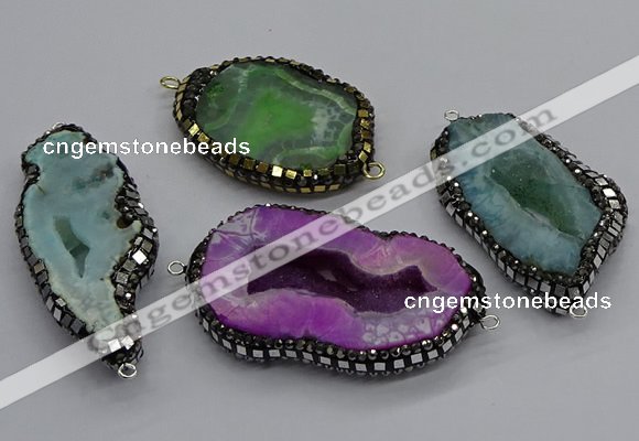 NGC1737 25*40mm - 35*55mm freeform druzy agate connectors