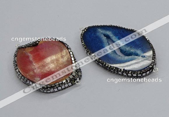 NGC1740 35*45mm - 40*50mm freeform druzy agate connectors