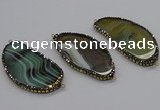 NGC1743 20*60mm - 35*70mm freeform agate gemstone connectors