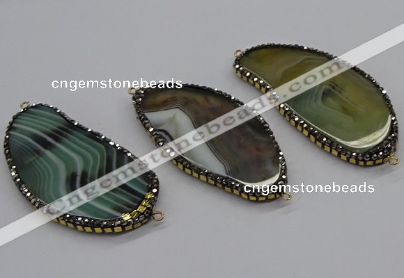 NGC1743 20*60mm - 35*70mm freeform agate gemstone connectors