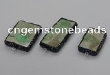 NGC1748 20*40mm - 25*35mm rectangle green apple jasper connectors