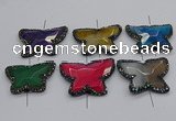 NGC1750 35*45mm - 35*50mm butterfly agate gemstone connectors